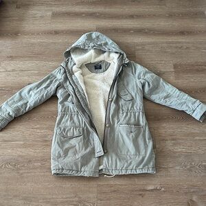 Abercrombie & Fitch Cream Sherpa-Lined Jacket
